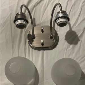 Silver Wall Sconce Light Fixture with Frosted Glass Shades